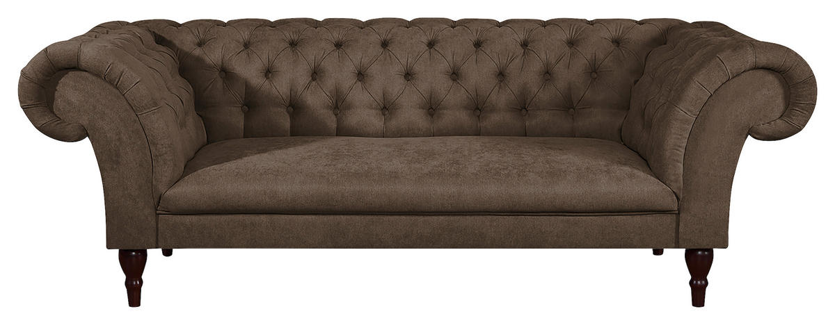 3-SITZER-SOFA Mikrofaser Graubraun  - Graubraun/Braun, Design, Holz/Textil (232/79/97cm) - Livetastic