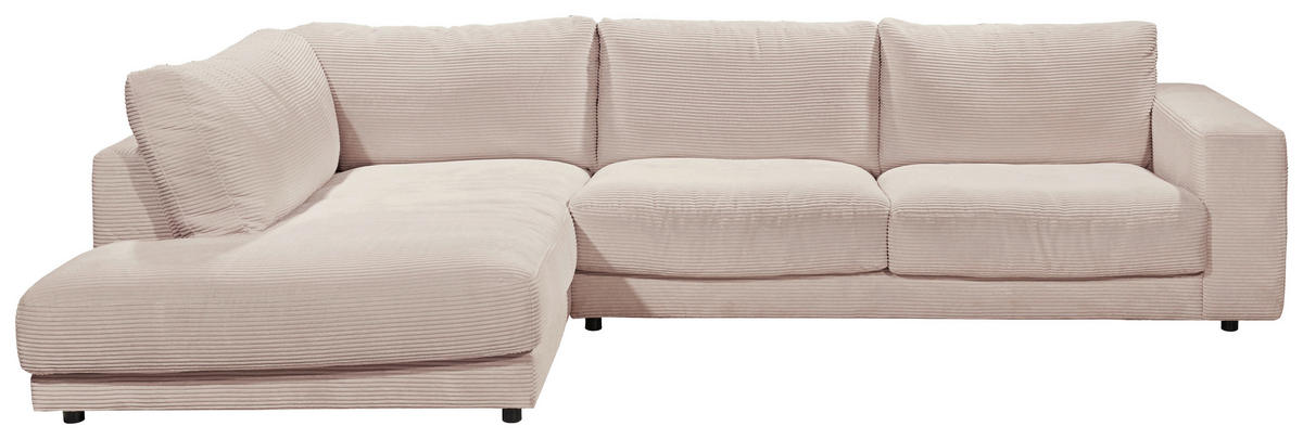ECKSOFA in Cord Taupe  - Taupe/Schwarz, Design, Kunststoff/Textil (224/325cm) - Hom`in