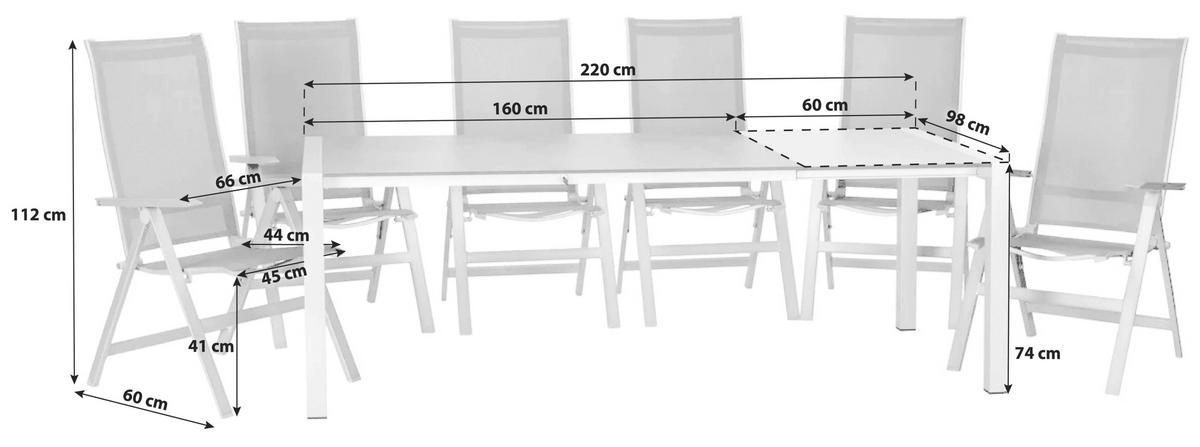 GARTENSET beschichtet Aluminium  - Platinfarben/Anthrazit, Basics, Textil/Metall (160+60/98/74cm) - Acamp