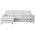 ECKSOFA in Flachgewebe Creme  - Silberfarben/Creme, Design, Textil/Metall (167/244cm) - Cantus