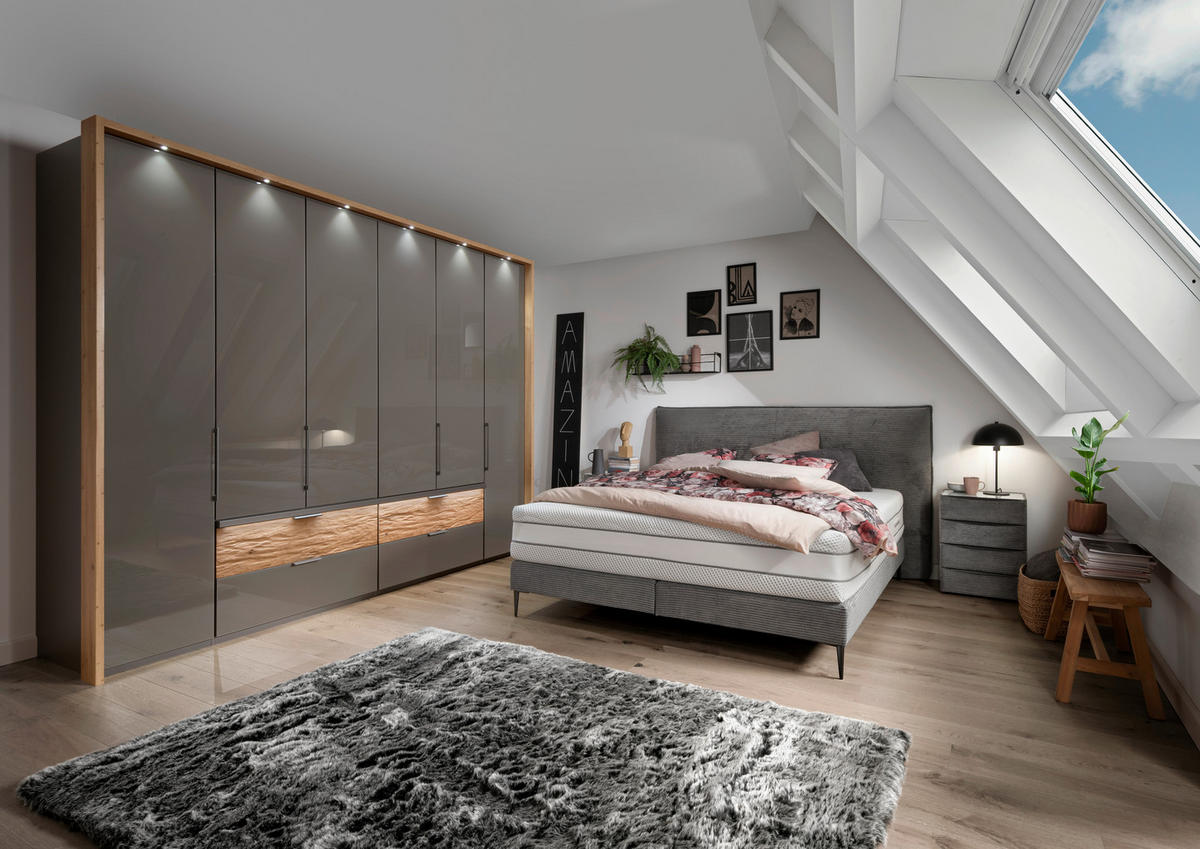 BOXSPRINGBETT 180/200 cm  in Anthrazit  - Anthrazit/Schwarz, Design, Textil/Metall (180/200cm) - Beldomo - Sleep