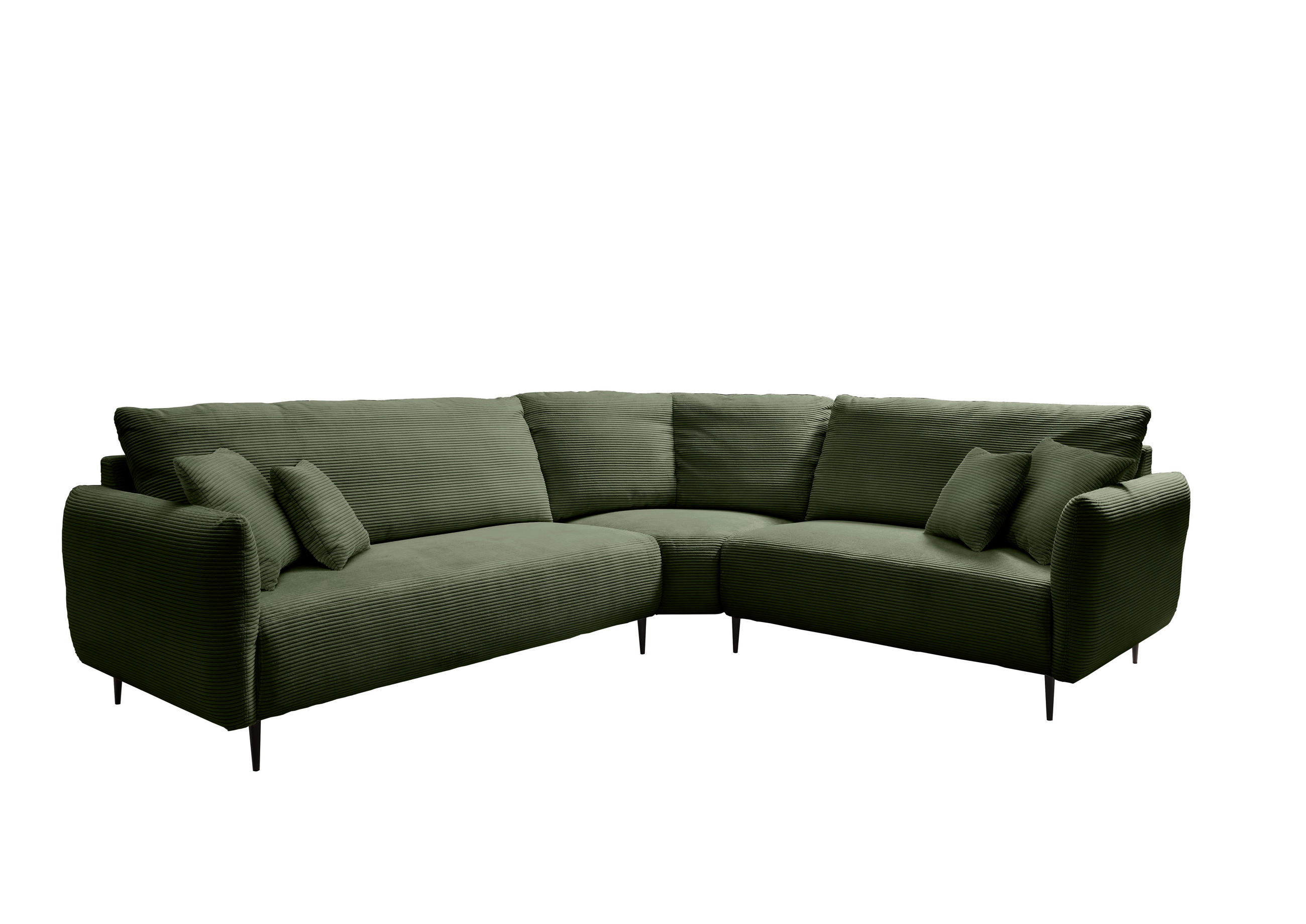 ECKSOFA in Cord Dunkelgrün  - Dunkelgrün/Schwarz, Design, Textil/Metall (294/256cm) - Livetastic