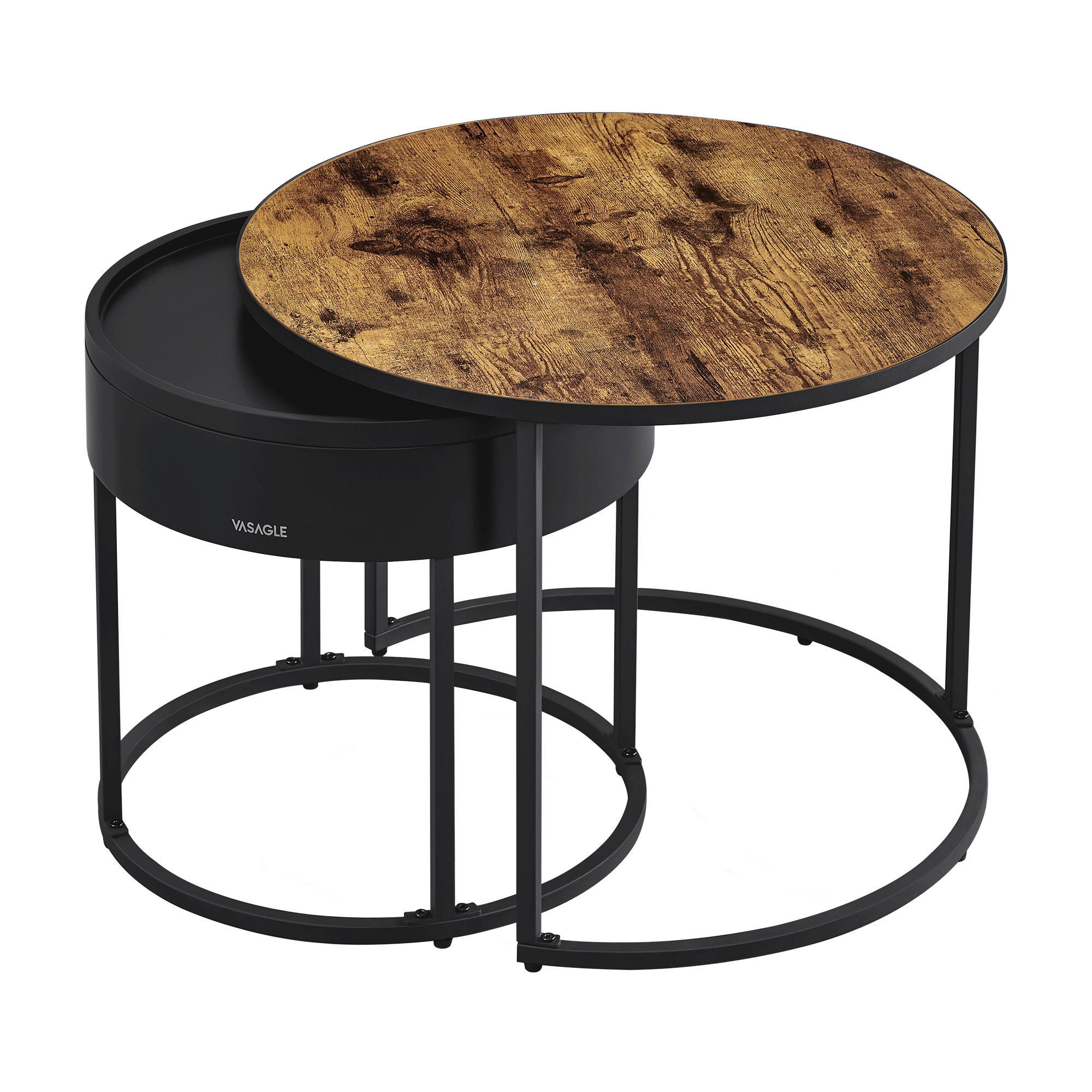 KONFERENČNÝ STOLÍK, hnedá, čierna, kov, kompozitné drevo, 60/60/45 cm - hnedá/čierna, Modern, kov/kompozitné drevo (60/60/45cm) - MID.YOU