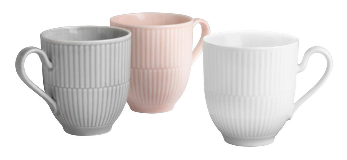 KAFFEEBECHERSET Amina 3-teilig  - Hellrosa/Weiß, KONVENTIONELL, Keramik (0,820kg) - Seltmann Weiden