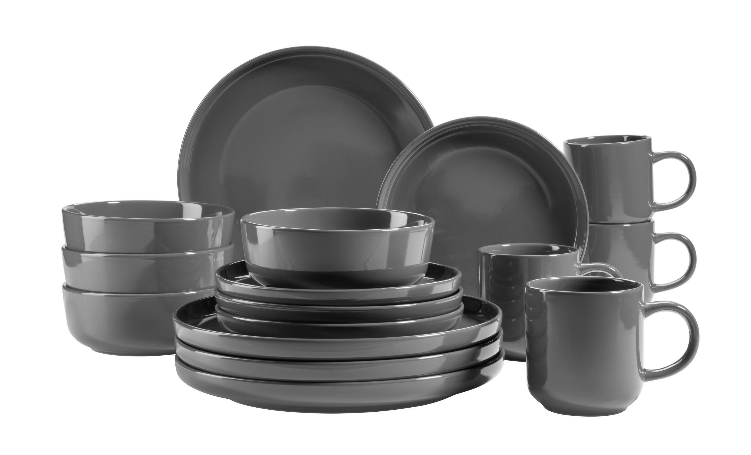 KOMBISERVICE Grau 16-teilig Alenia  - Grau, Basics, Keramik (32/31,5/30cm) - Mäser