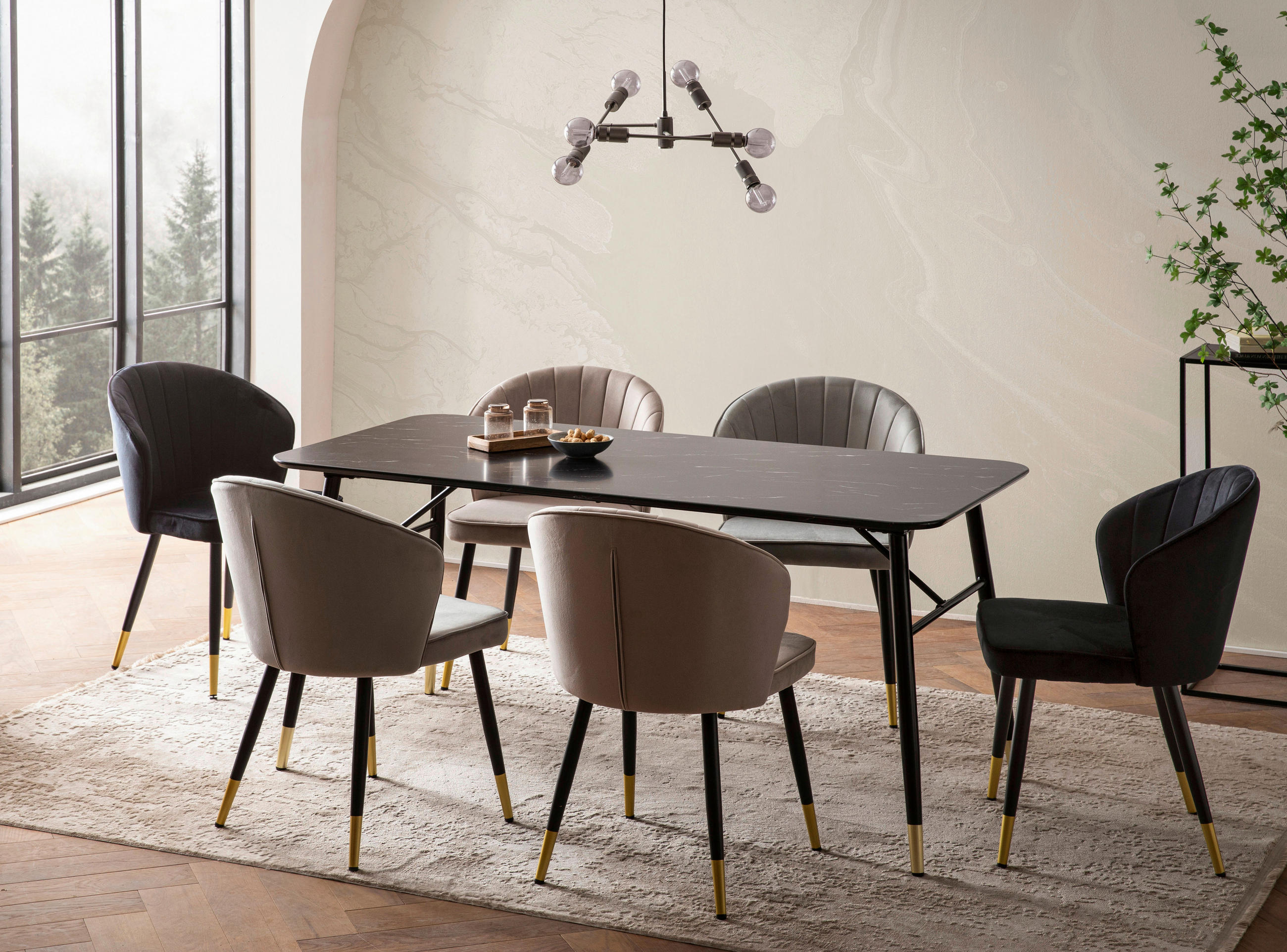 JÍDELNÍ STŮL, černá, 120/76/60 cm - černá/barvy zlata, Design, kov/kompozitní dřevo (120/76/60cm) - MID.YOU