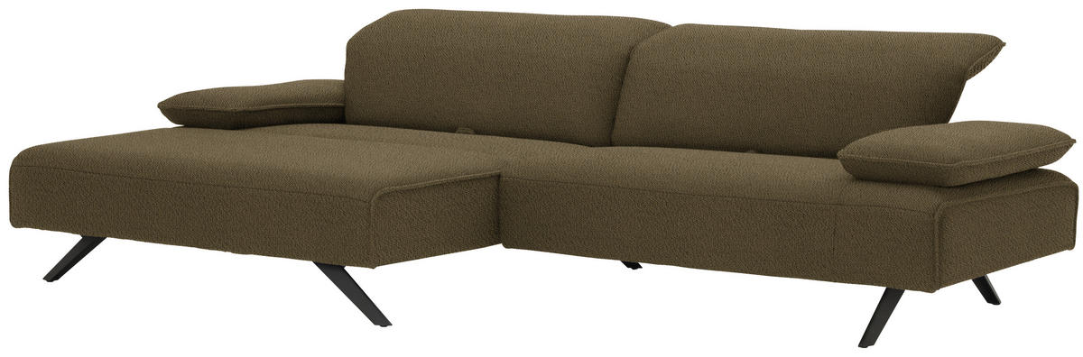 ECKSOFA in Flachgewebe Dunkelgrün  - Dunkelgrün/Anthrazit, Design, Textil/Metall (166/280cm) - Johann Jakob