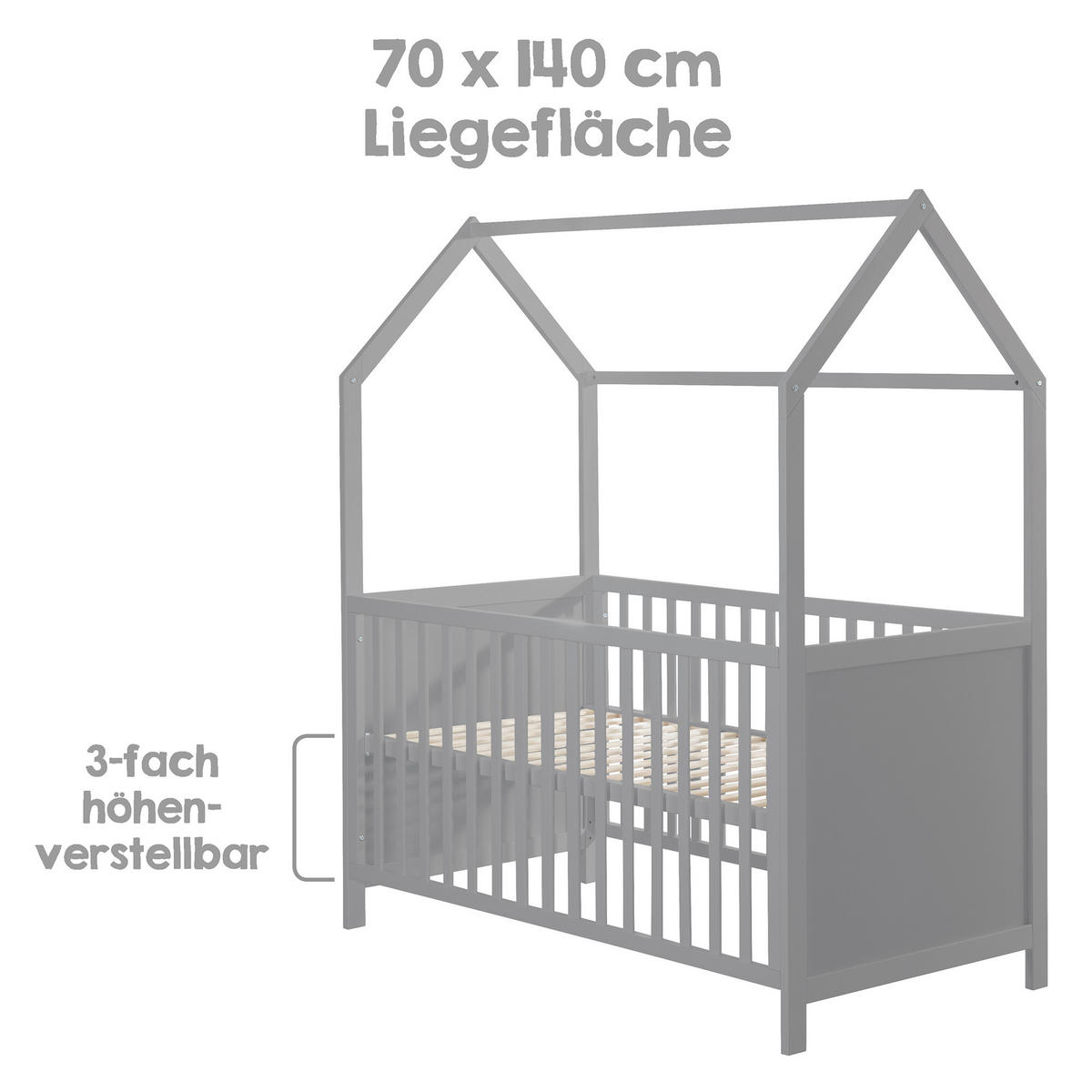 HAUSBETT  - Taupe, Basics, Holz/Holzwerkstoff (75/162,5/143,5cm) - Roba