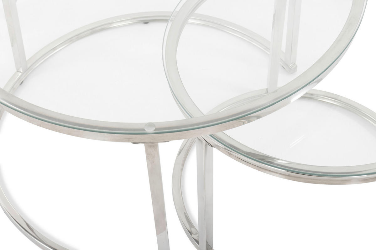 SET KLUB STOLIĆA višebojno, srebrne boje, bijela, prozirno  metal, staklo  - bijela/srebrne boje, Design, staklo/metal (50-70/50-70/38-45cm) - MID.YOU