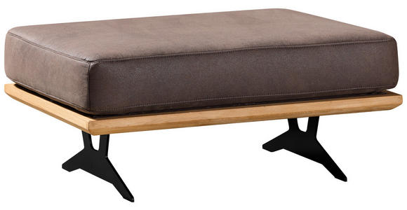 ECKSOFA in Flachgewebe Braun  - Schwarz/Braun, Natur, Textil/Metall (170/326cm) - Valnatura