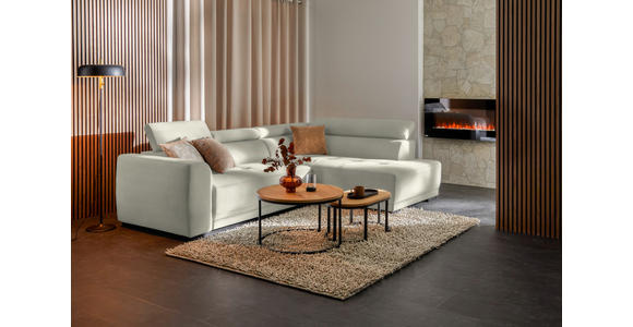 ECKSOFA in Struktur Creme 284/205 cm - Creme/Schwarz, Design, Kunststoff/Textil (284/205cm) - Xora