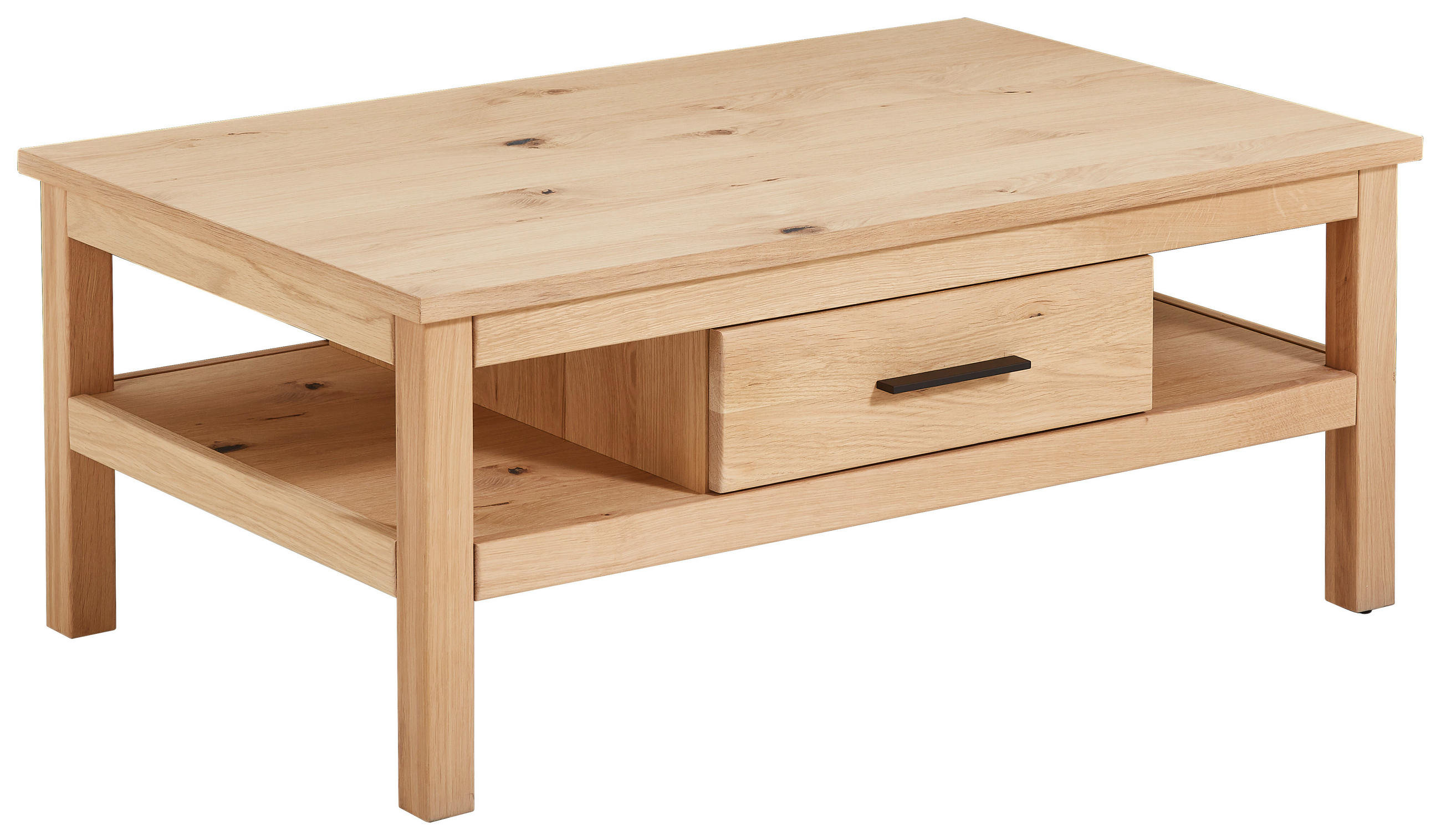 COUCHTISCH Kerneiche furniert, teilmassiv, vollmassiv 110/70,2/44,8 cm rechteckig Eichefarben  - Eichefarben/Schwarz, KONVENTIONELL, Holz/Metall (110/70,2/44,8cm) - Cantus
