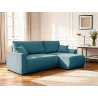 ECKSOFA KIMMY Hellblau Cord Zierkissen, Rückenkissen, Bettkasten  - Schwarz/Hellblau, Design, Kunststoff/Textil (233/146cm) - P & B