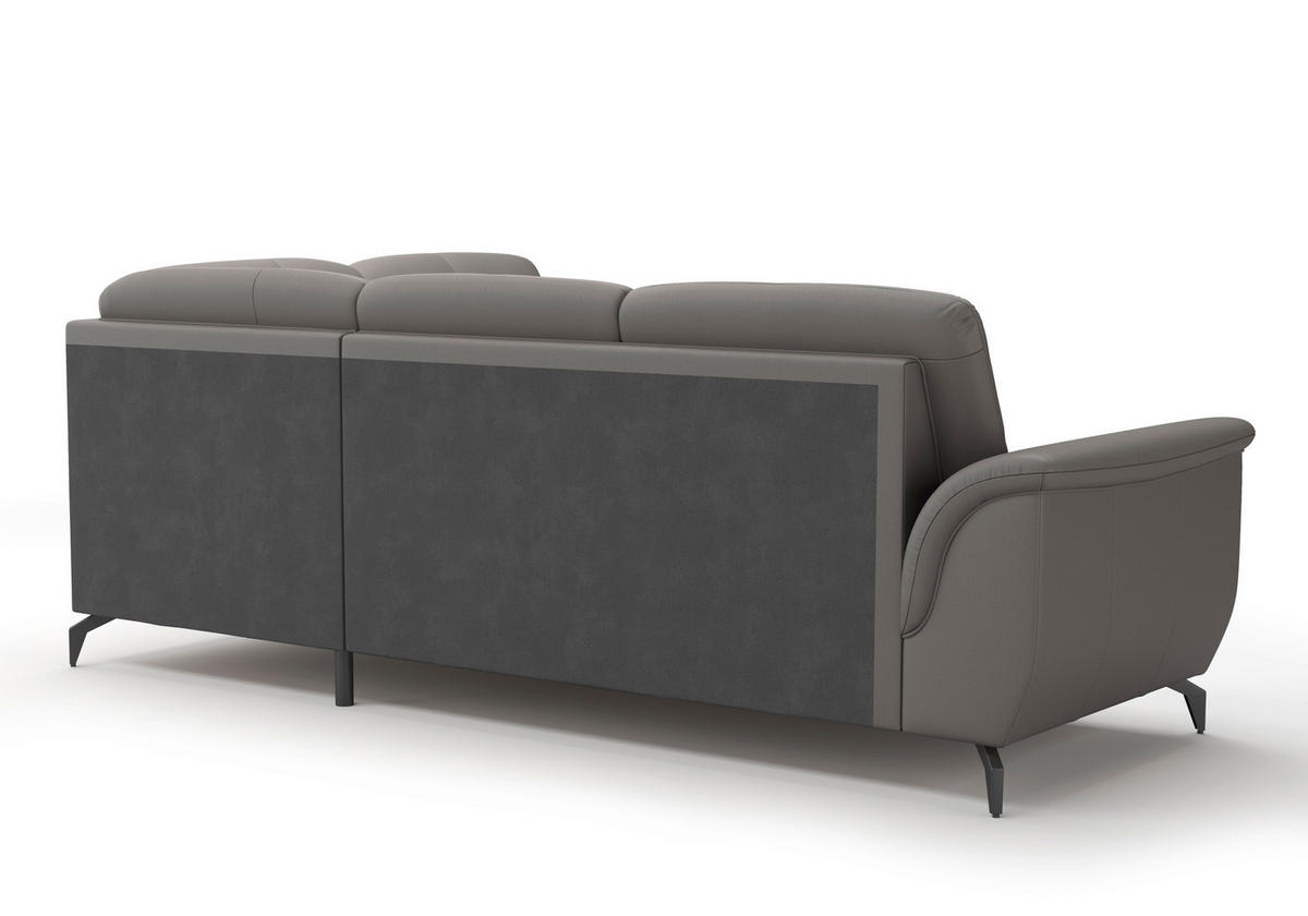 ECKSOFA in Vliesstoff Kombination Echtleder/Stoff Mokka  244/212 cm  - Schwarz/Mokka, MODERN, Leder/Textil (244/212cm) - Sit & More