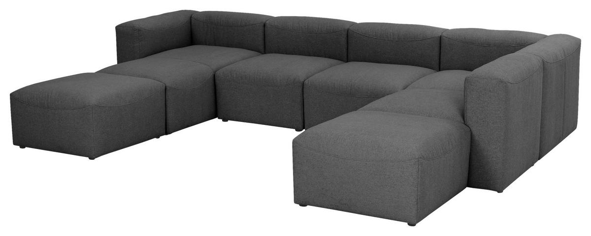 WOHNLANDSCHAFT Anthrazit Flachgewebe  - Anthrazit, Design, Kunststoff/Textil (235/350/250cm) - Max Winzer