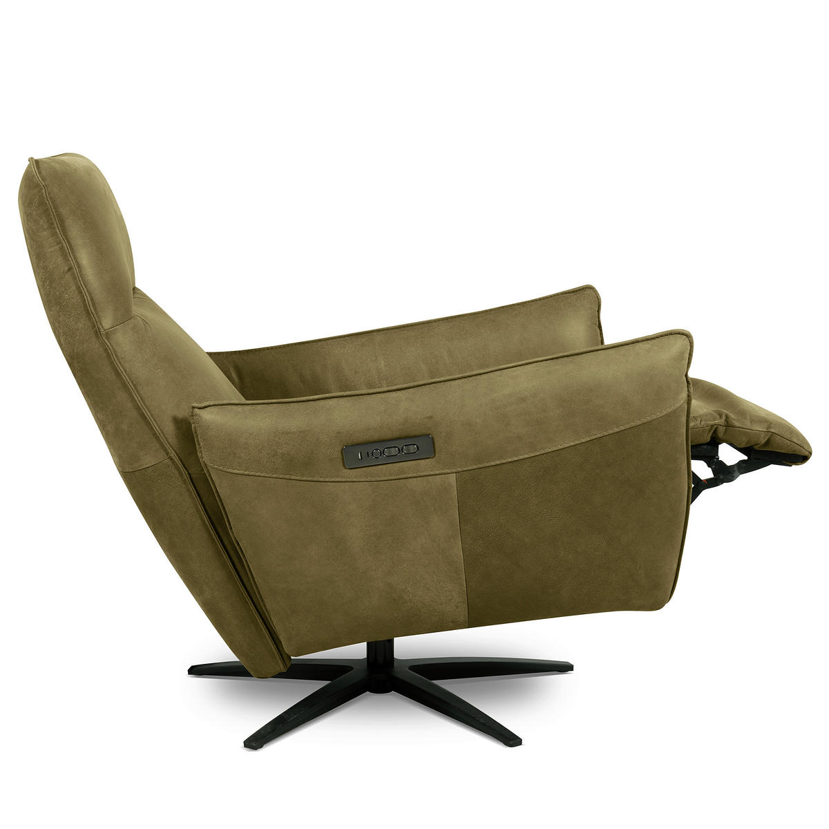 RELAXSESSEL in Leder Olivgrün  - Schwarz/Olivgrün, Design, Leder/Metall (77/107/88cm) - Livetastic