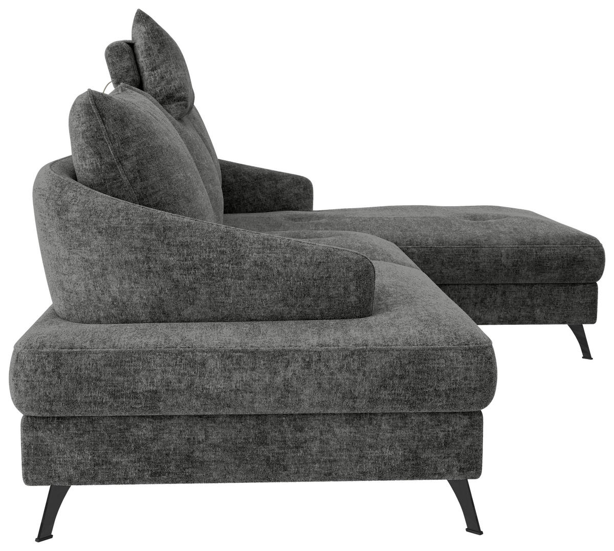 ECKSOFA in Webstoff Schwarz  - Schwarz, Konventionell, Textil/Metall (293/183cm) - Carryhome