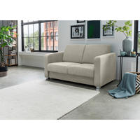 SCHLAFSOFA Mia in Chenille Beige  - Chromfarben/Beige, Basics, Kunststoff/Textil (159/88/87cm) - Livetastic
