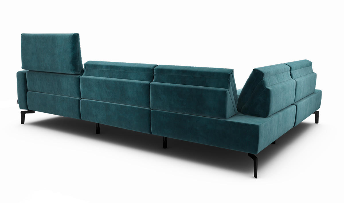 ECKSOFA Cosy Blau Samt  - Blau/Schwarz, Design, Textil/Metall (213/296cm) - SENSOO