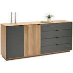 SIDEBOARD Grau, Eichefarben  180,1/79,4/42 cm  - Eichefarben/Schwarz, Natur, Holz/Holzwerkstoff (180,1/79,4/42cm) - Linea Natura
