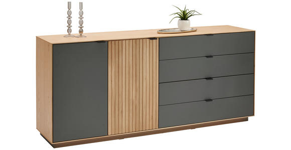 SIDEBOARD Grau, Eichefarben  180,1/79,4/42 cm  - Eichefarben/Schwarz, Natur, Holz/Holzwerkstoff (180,1/79,4/42cm) - Linea Natura