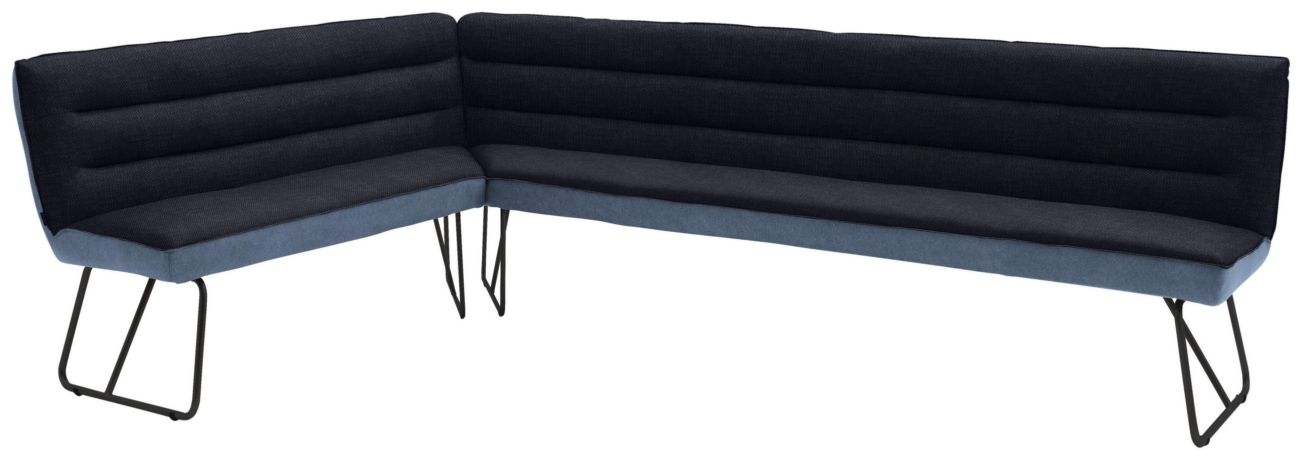 ECKBANK in Metall, Textil Blau, Schwarz, Dunkelblau  - Blau/Schwarz, Design, Textil/Metall (184/304cm) - Dieter Knoll