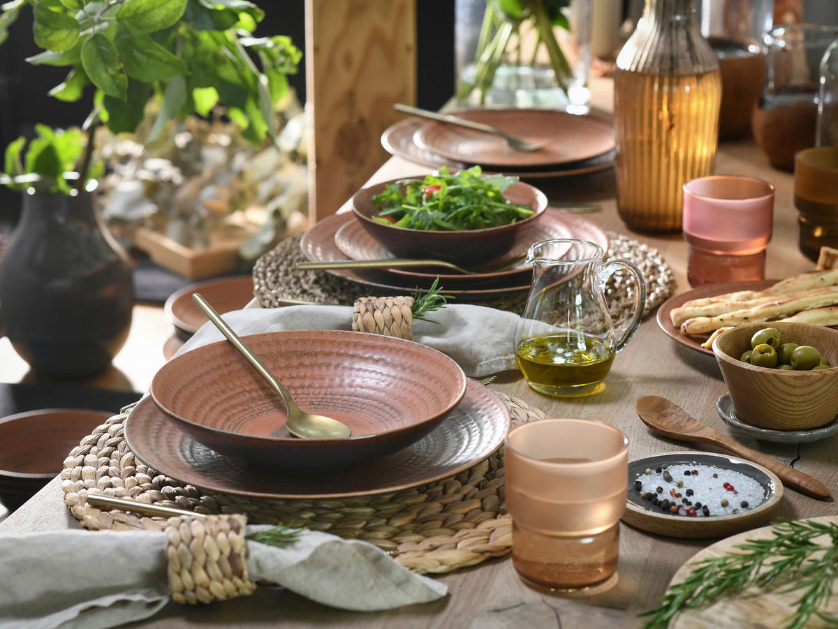 TAFELSERVICE Braun, Terracotta Neapel Terra 12-teilig  - Terracotta/Braun, Basics, Keramik - Creatable