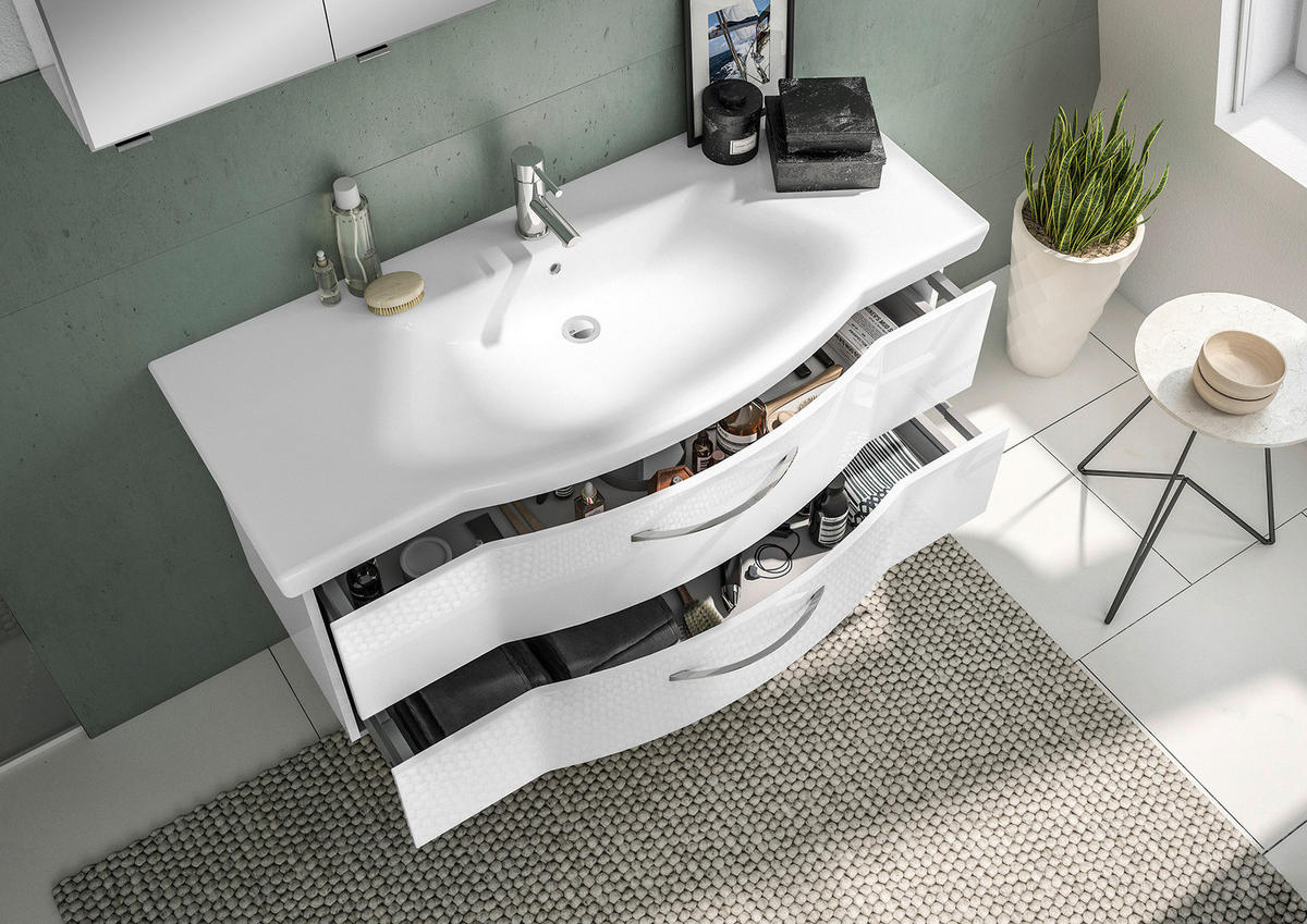 WASCHTISCHKOMBI 122 cm  - Chromfarben/Weiß Hochglanz, KONVENTIONELL, Keramik/Holzwerkstoff (122cm) - Pelipal