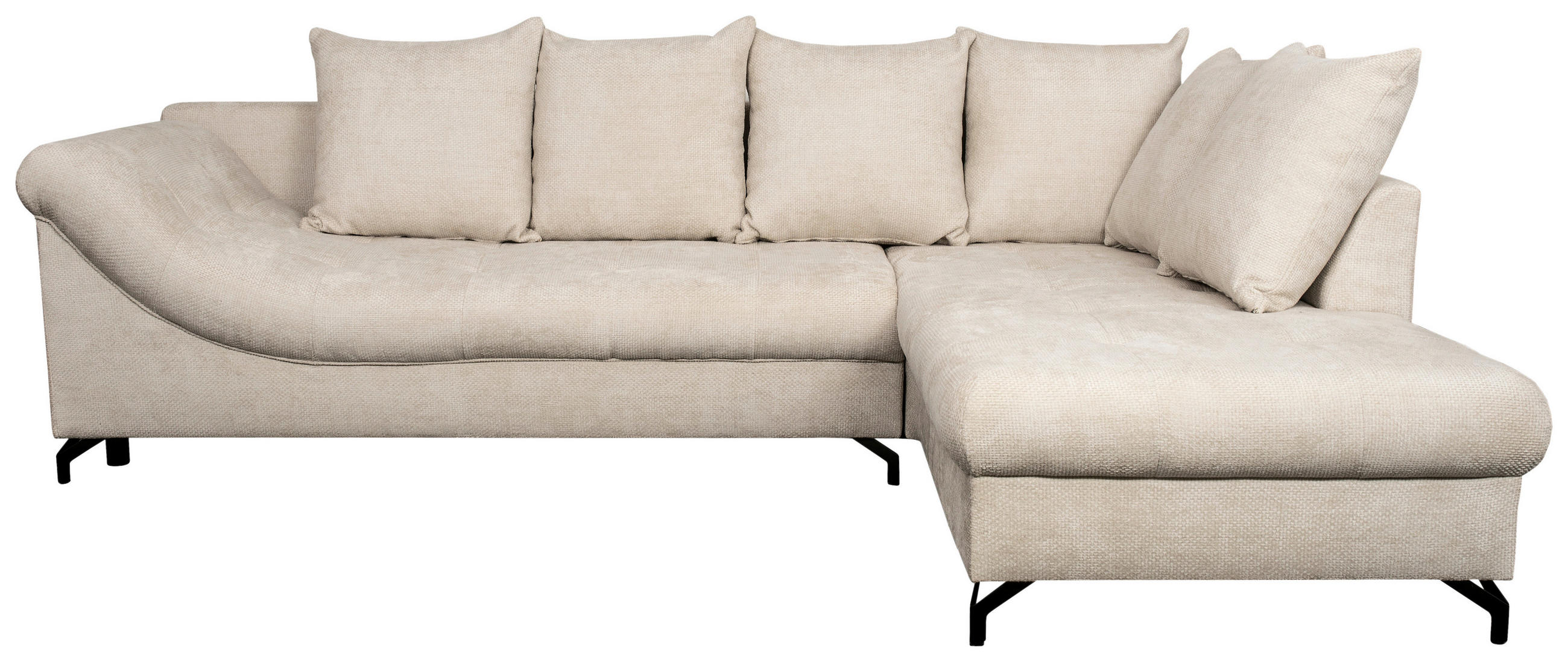 ECKSOFA in Struktur Creme  - Creme/Schwarz, KONVENTIONELL, Textil/Metall (274/194cm) - Carryhome