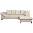 ECKSOFA Creme Struktur  - Creme/Schwarz, KONVENTIONELL, Textil/Metall (247/194cm) - Carryhome