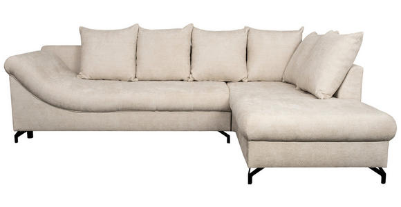 ECKSOFA Creme Struktur - Creme/Schwarz, KONVENTIONELL, Textil/Metall (247/194cm) - Carryhome
