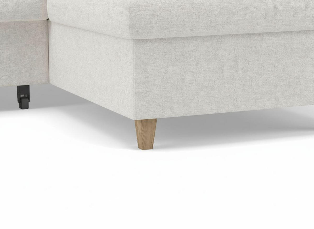 WOHNLANDSCHAFT Bouclé Creme  - Buchefarben/Creme, Design, Holz/Holzwerkstoff (310/160/145cm) - MID.YOU