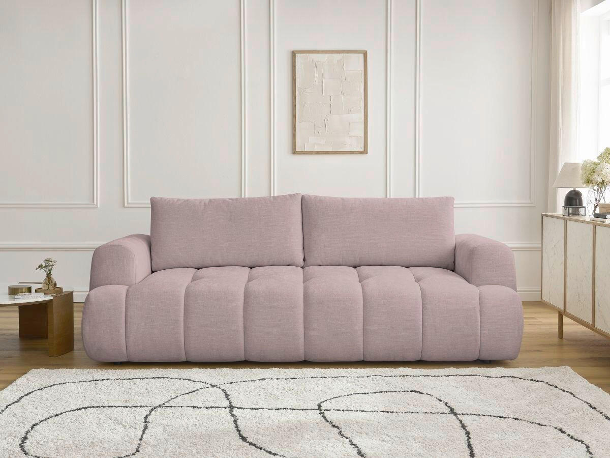 SCHLAFSOFA FUJI Leinenoptik Pink  inkl.  - Pink/Schwarz, MODERN, Kunststoff/Textil (251/113/88cm)
