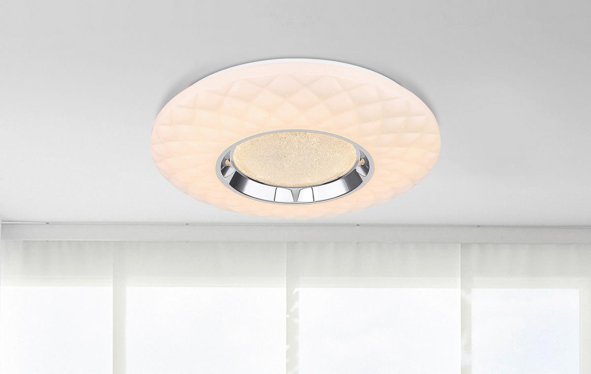 PLAFONIERĂ CU LED - alb/opal, Design, plastic/metal (49/6.8cm) - Novel