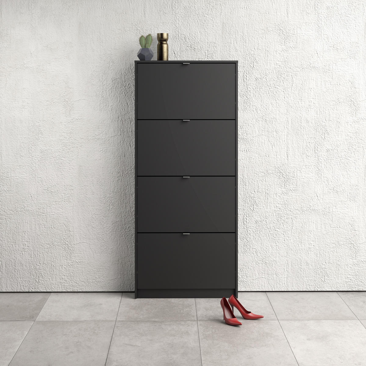 SKOSKÅP 70,3/162/24,05 cm  - aluminiumfärgad/svart, Design, metall/trämaterial (70,3/162/24,05cm) - Best Price