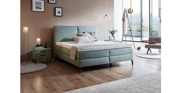 BOXSPRINGBETT 200/200 cm in Jadegrün - Jadegrün/Schwarz, KONVENTIONELL, Textil/Metall (200/200cm) - Dieter Knoll