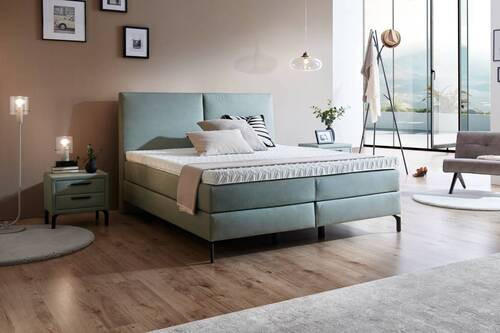 BOXSPRINGBETT 200/200 cm  in Jadegrün  - Jadegrün/Schwarz, KONVENTIONELL, Textil/Metall (200/200cm) - Dieter Knoll