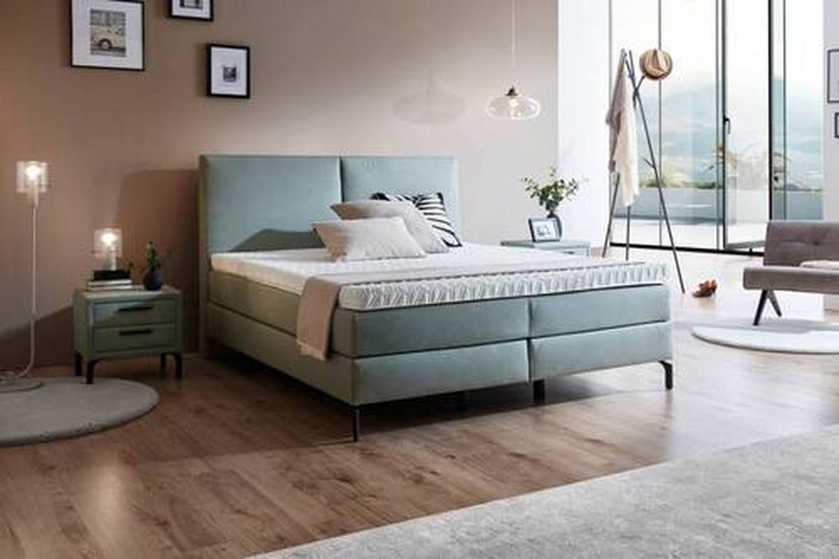 BOXSPRINGBETT 200/200 cm  in Jadegrün  - Jadegrün/Schwarz, Konventionell, Textil/Metall (200/200cm) - Dieter Knoll