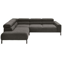 ECKSOFA in Feincord Anthrazit  - Anthrazit/Schwarz, Design, Textil/Metall (219/273cm) - Pure Home Lifestyle