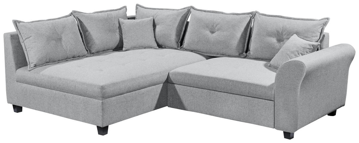 ECKSOFA in Webstoff Grau  - Schwarz/Grau, Modern, Kunststoff/Textil (175/252cm) - Livetastic