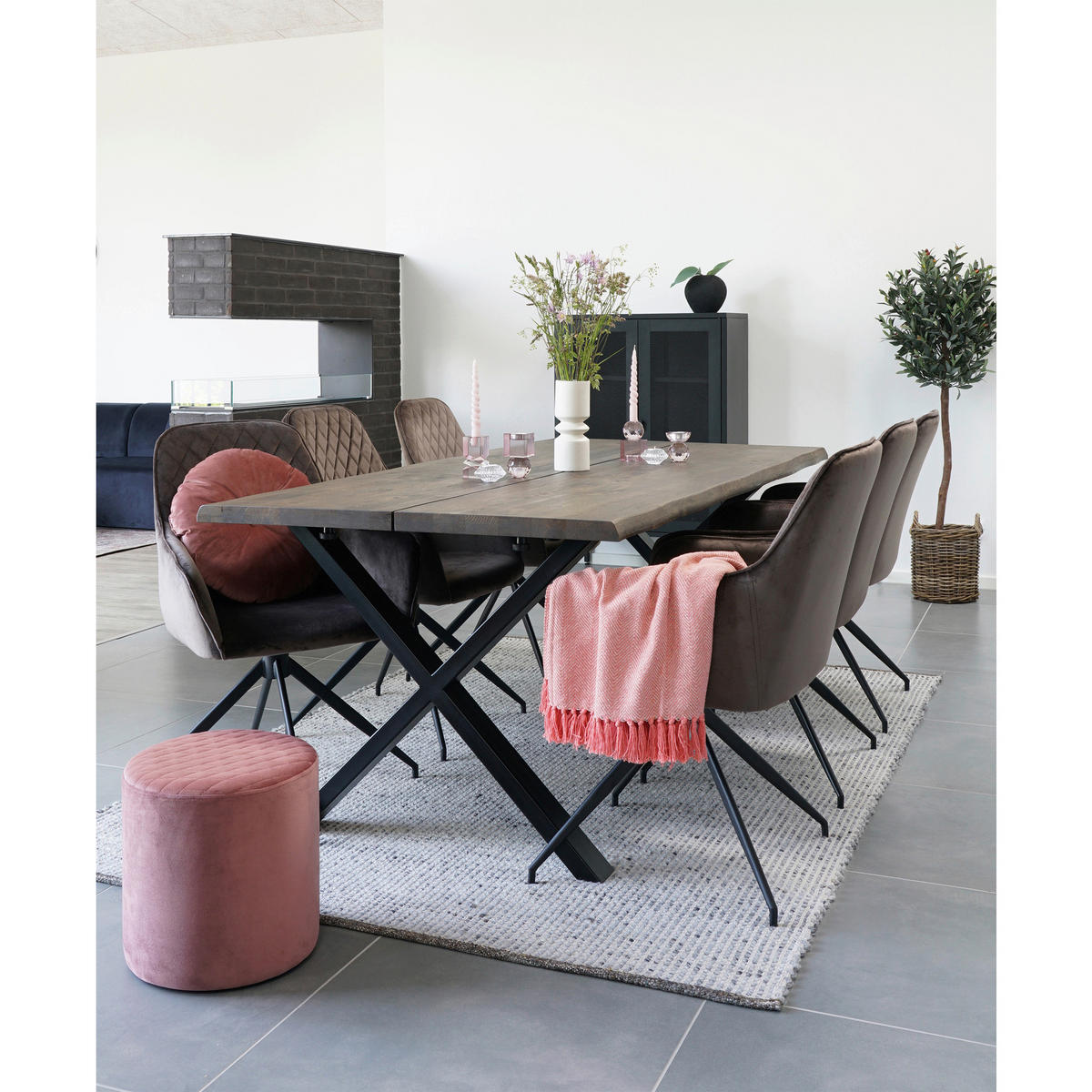 STOL MED ARMSTÖD sammet  - gråbrun/svart, Modern, metall/textil (56/89/62cm) - MID.YOU