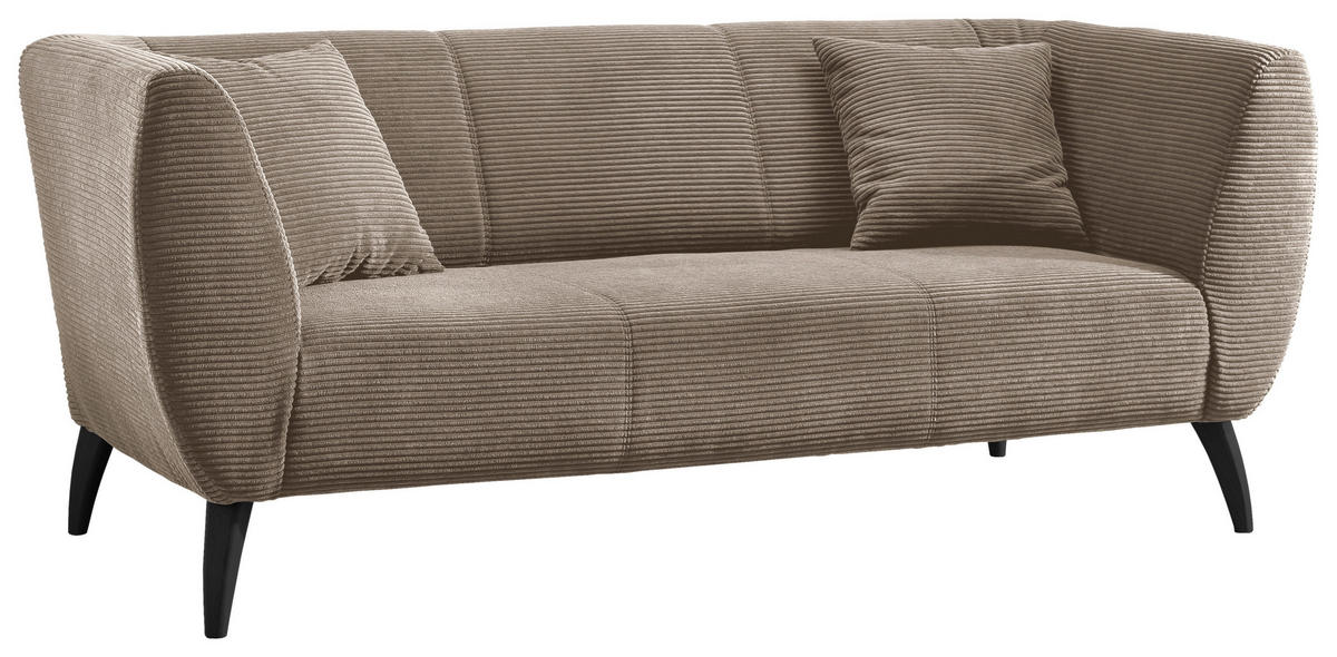 3-SITZER-SOFA Cord Graubraun  - Graubraun/Schwarz, MODERN, Holz/Textil (208/83/88cm) - MID.YOU