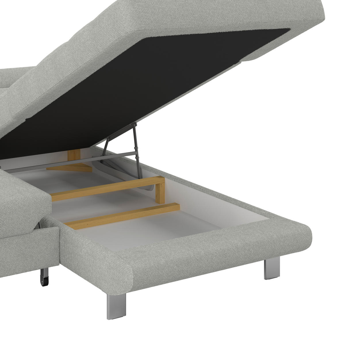 ECKSOFA in Drell Hellgrau  - Hellgrau, Modern, Textil/Metall (270/230cm) - MID.YOU