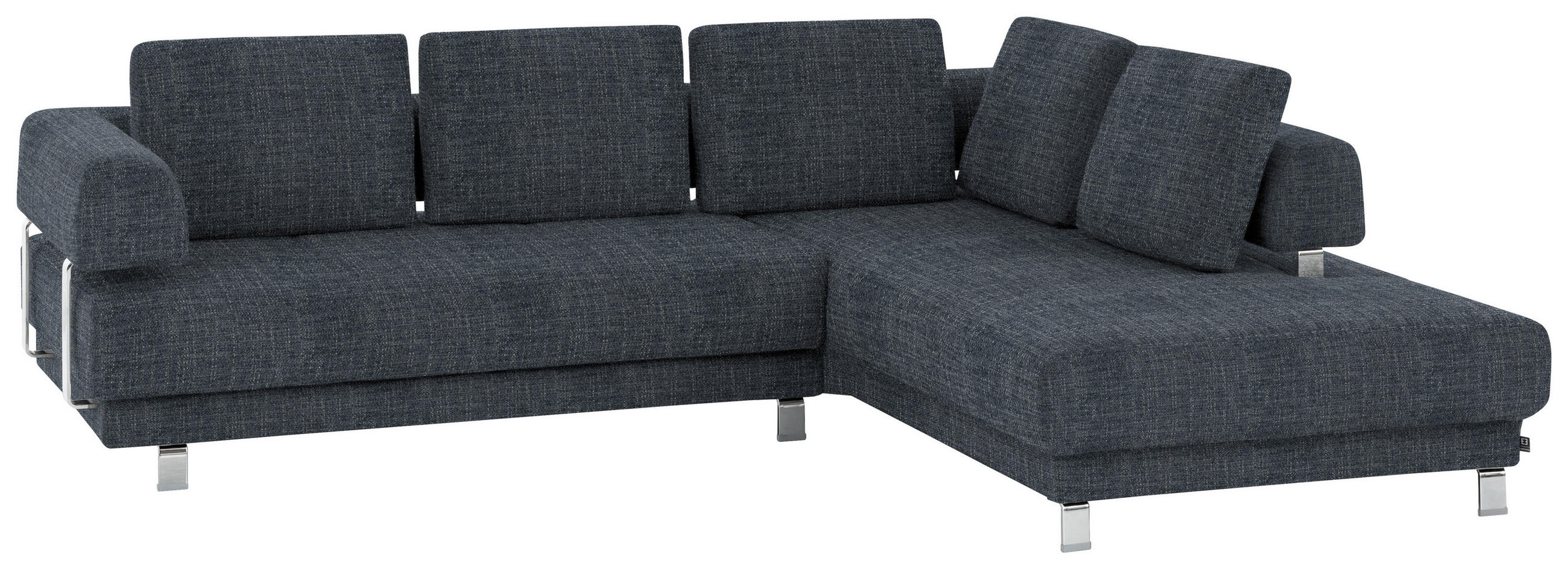 ECKSOFA in Chenille Dunkelblau  - Dunkelblau, Design, Textil/Metall (277/235cm)