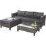 LOUNGEGARNITUR Kunststoffgeflecht Stahl - Dunkelgrau, Design, Kunststoff/Metall (191/64/165cm) - AMBIA GARDEN