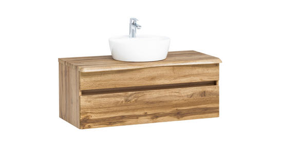 WASCHTISCHKOMBI 101 cm  - Eiche Wotan/Weiß, Natur, Keramik/Holzwerkstoff (101cm) - Xora