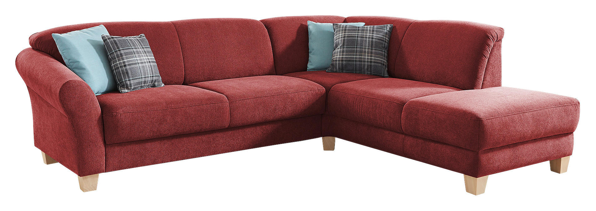 ECKSOFA in Flachgewebe Rot  - Rot/Naturfarben, Konventionell, Holz/Textil (257/212cm) - Sit & More