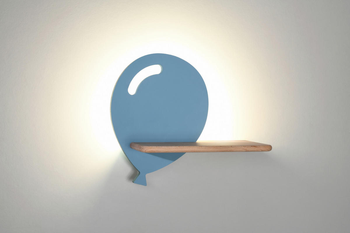WANDLEUCHTE Ballon 31/12/26 cm   - Hellblau, KONVENTIONELL, Holz/Holzwerkstoff (31/12/26cm)