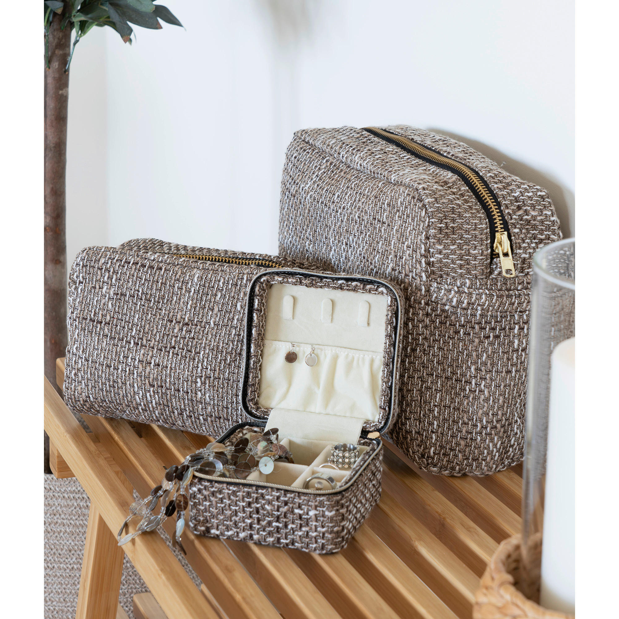KOSMETIKTASCHENSET  - Braun, Design, Kunststoff