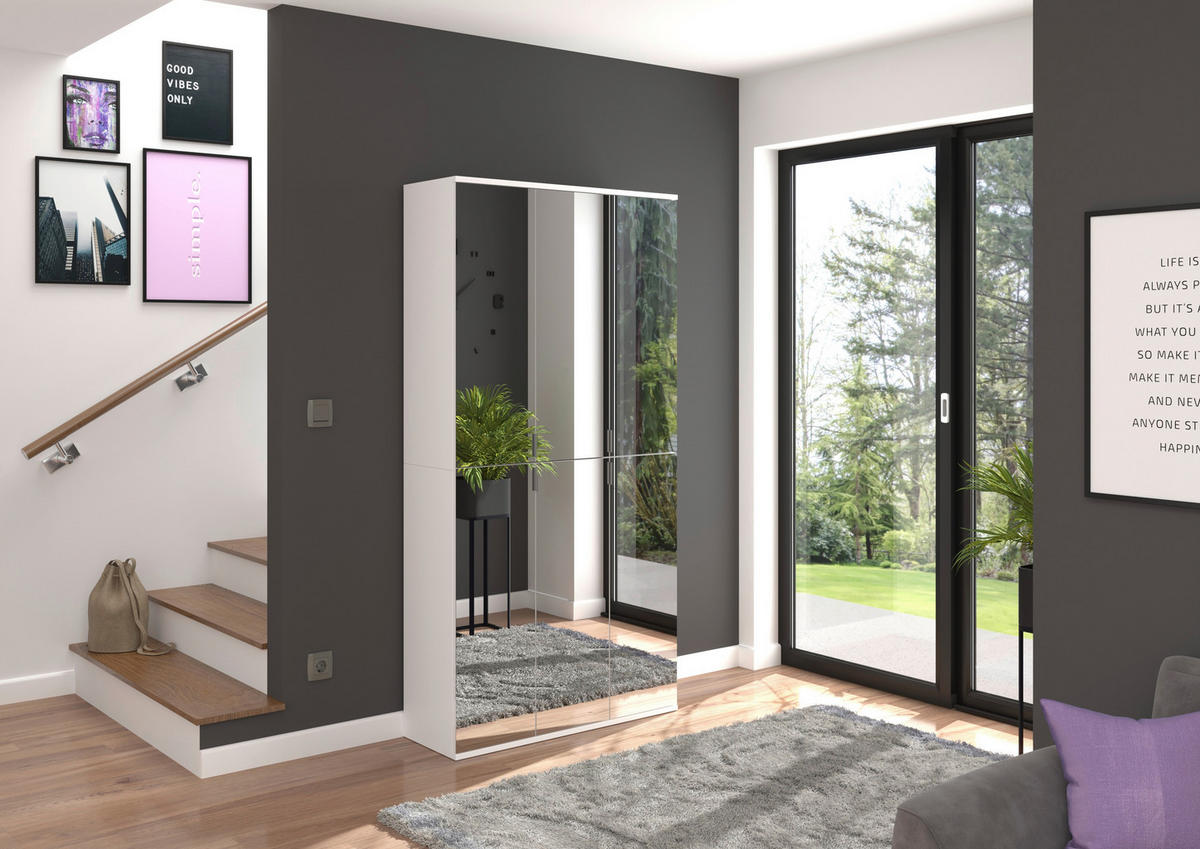 VÍCEÚČELOVÁ SKŘÍŇ, bílá,  - bílá/černá, Moderní, kov/kompozitní dřevo (32,5/193/37cm) - MID.YOU